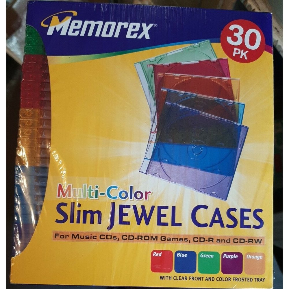 Memorex Multi Color Slim Jewel Cases 30 Pack Sealed New